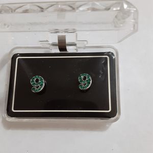 New Best Grillz green rhinestone studded earrings number 9/6 tiny